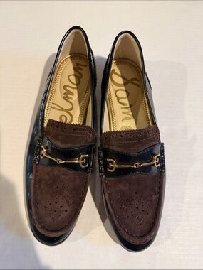 Sam Edelman Brown Suede & Black Leather Bit Loafers